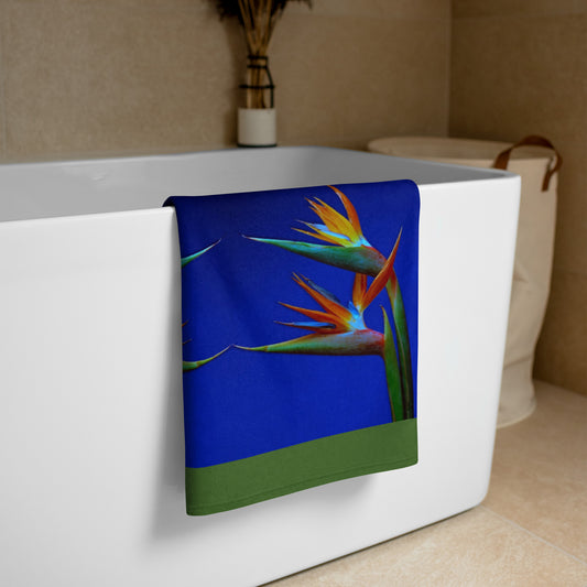 Blue Bird Florescence Green Towel