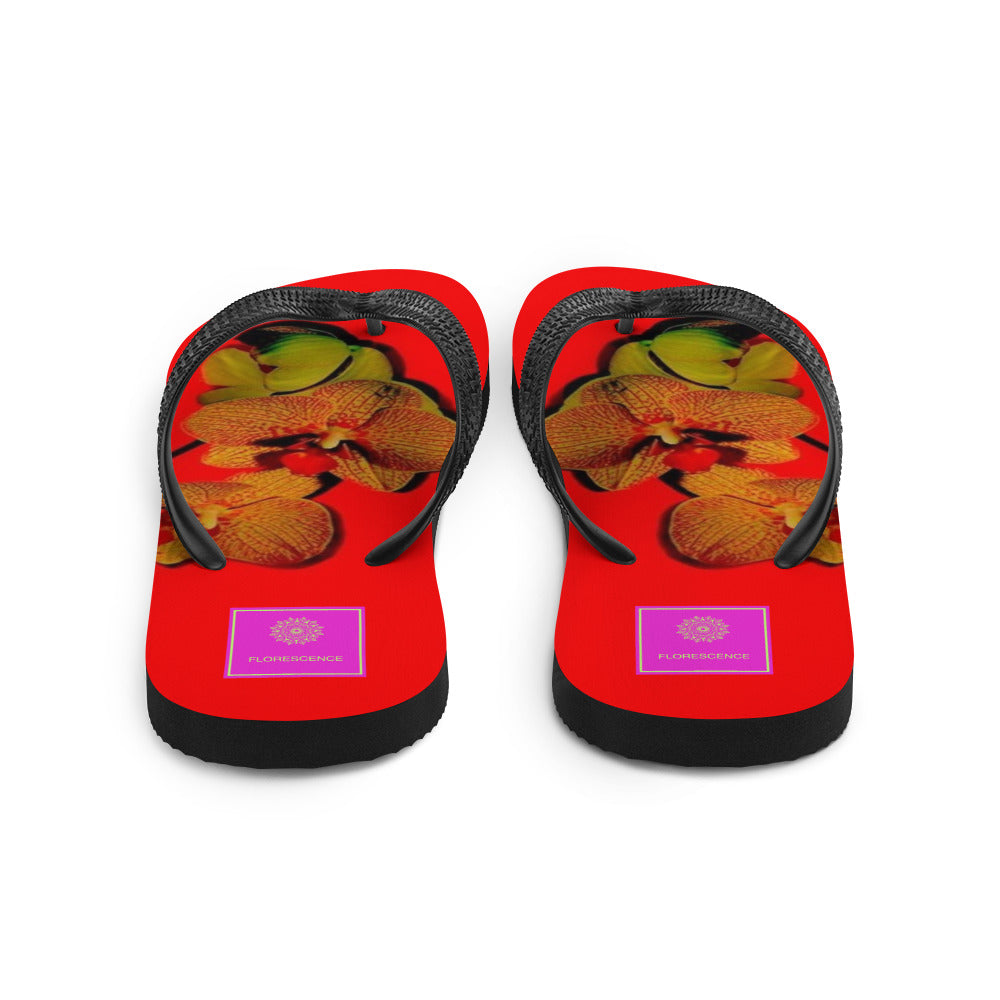 Florescence Raging Red Orchid Flip-Flops