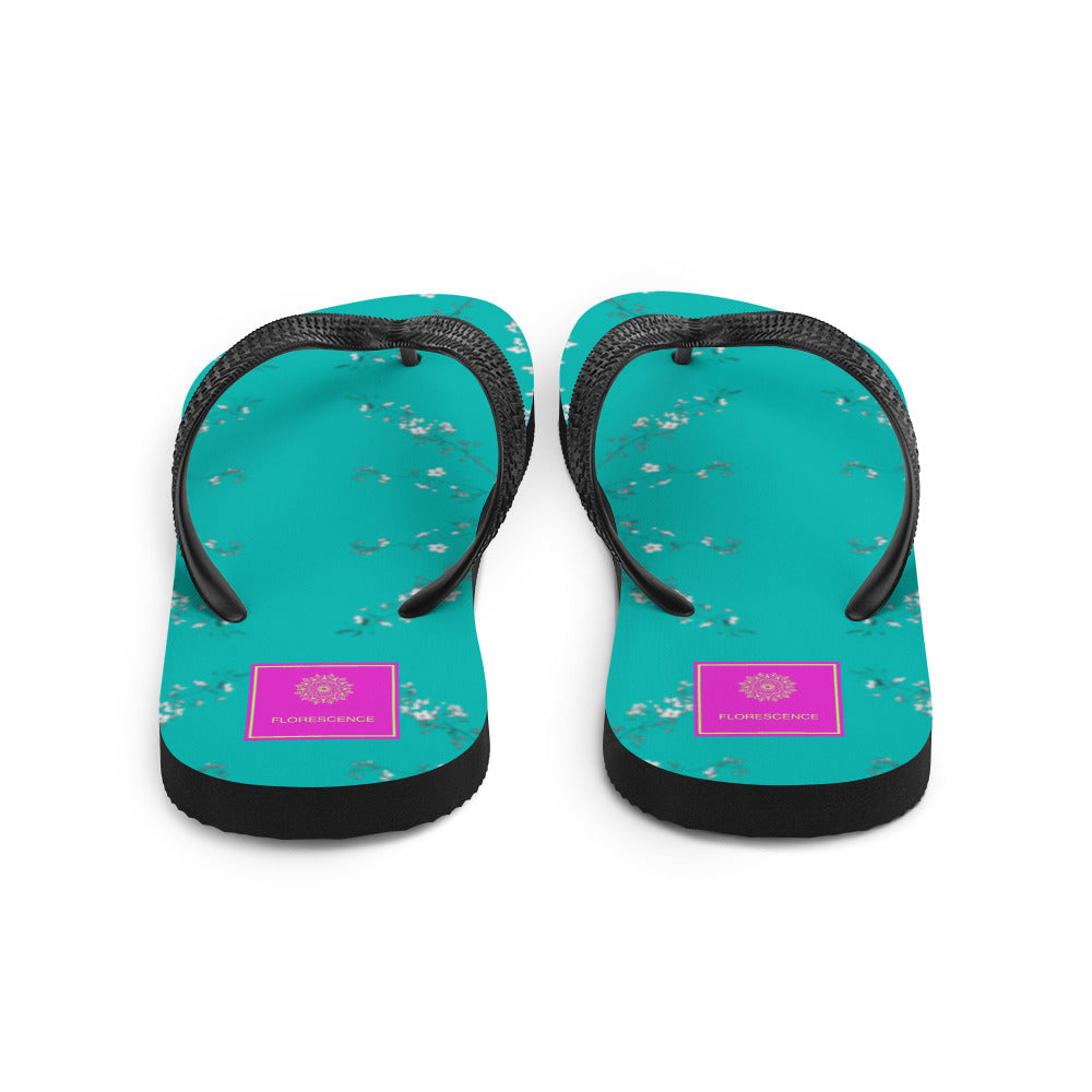 Spring Blossom Turquoise Flip-Flops