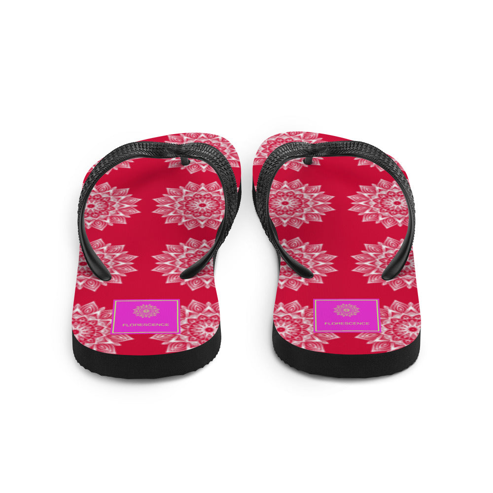 Rainbow Mandala Logo Red Flip-Flops