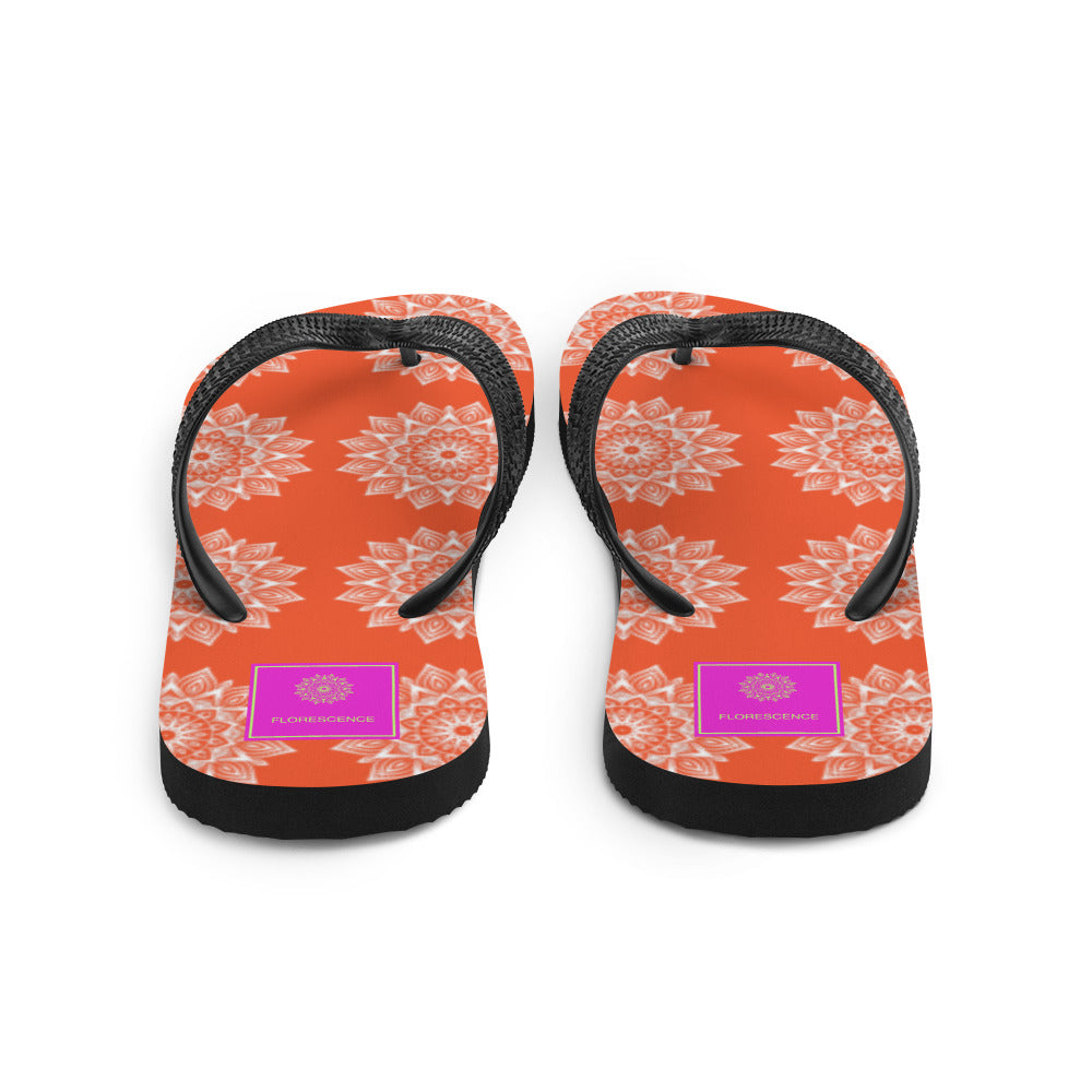 Rainbow Mandala Logo Orange Flip-Flops