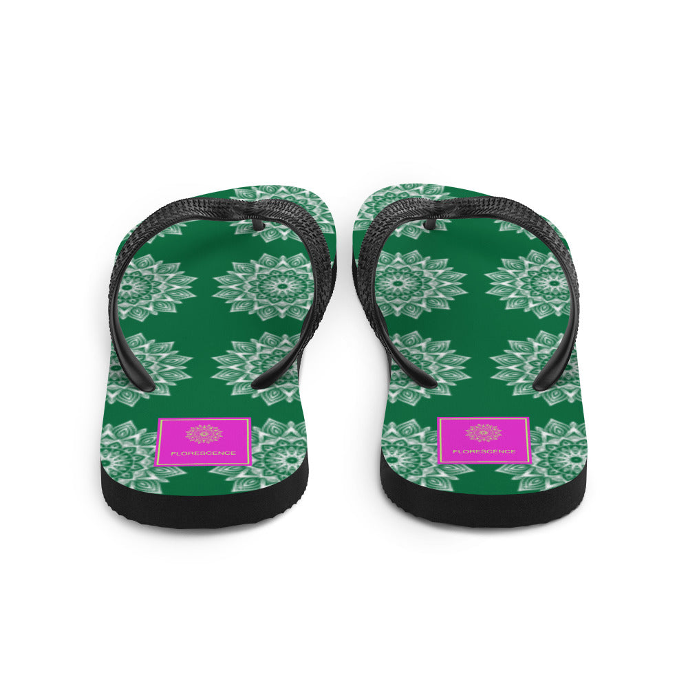 Rainbow Mandala Logo Green Flip-Flops