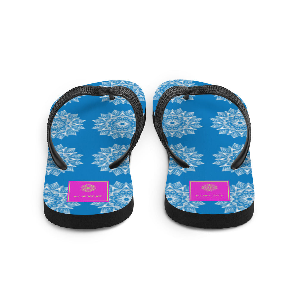 Rainbow Mandala Logo Blue Flip-Flops