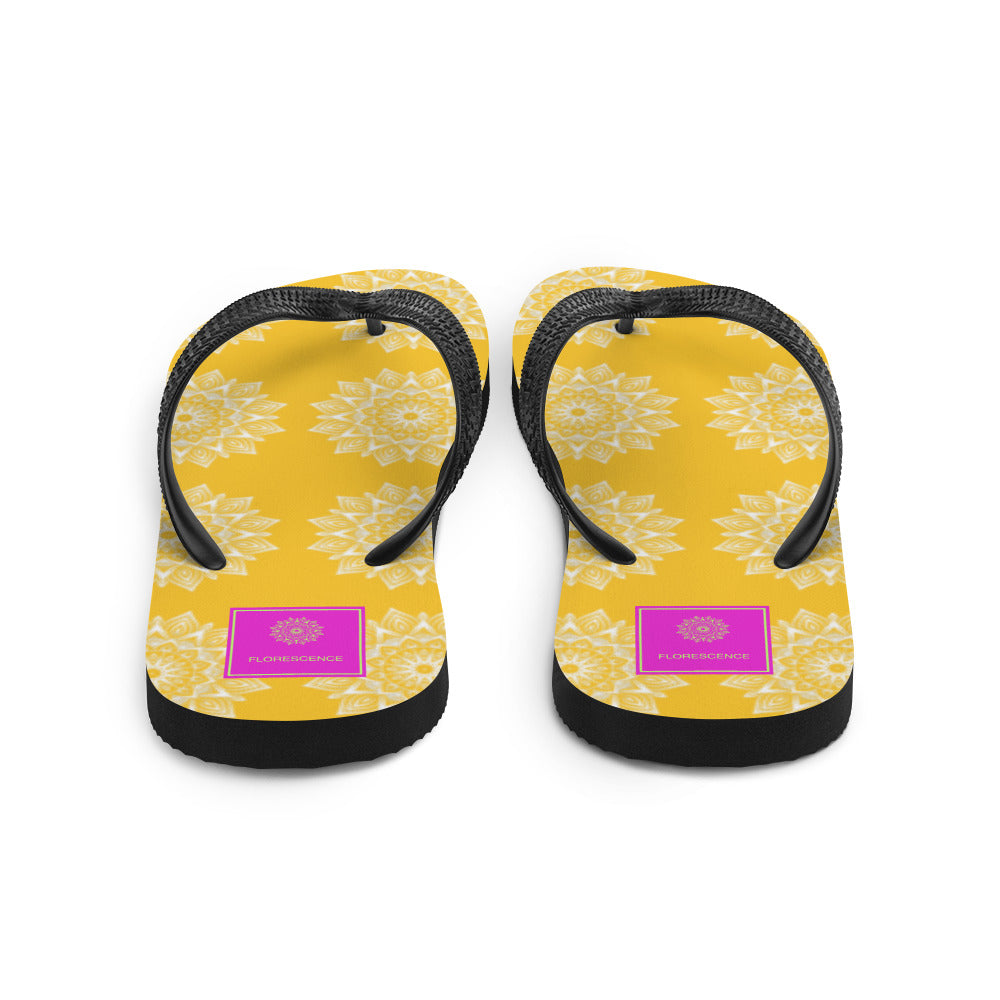 Rainbow Mandala Logo Yellow Flip-Flops