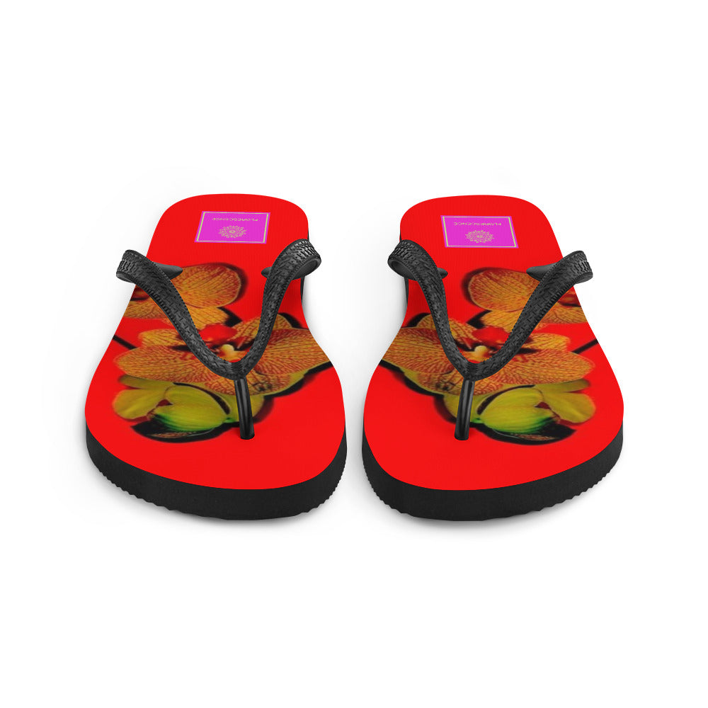 Florescence Raging Red Orchid Flip-Flops