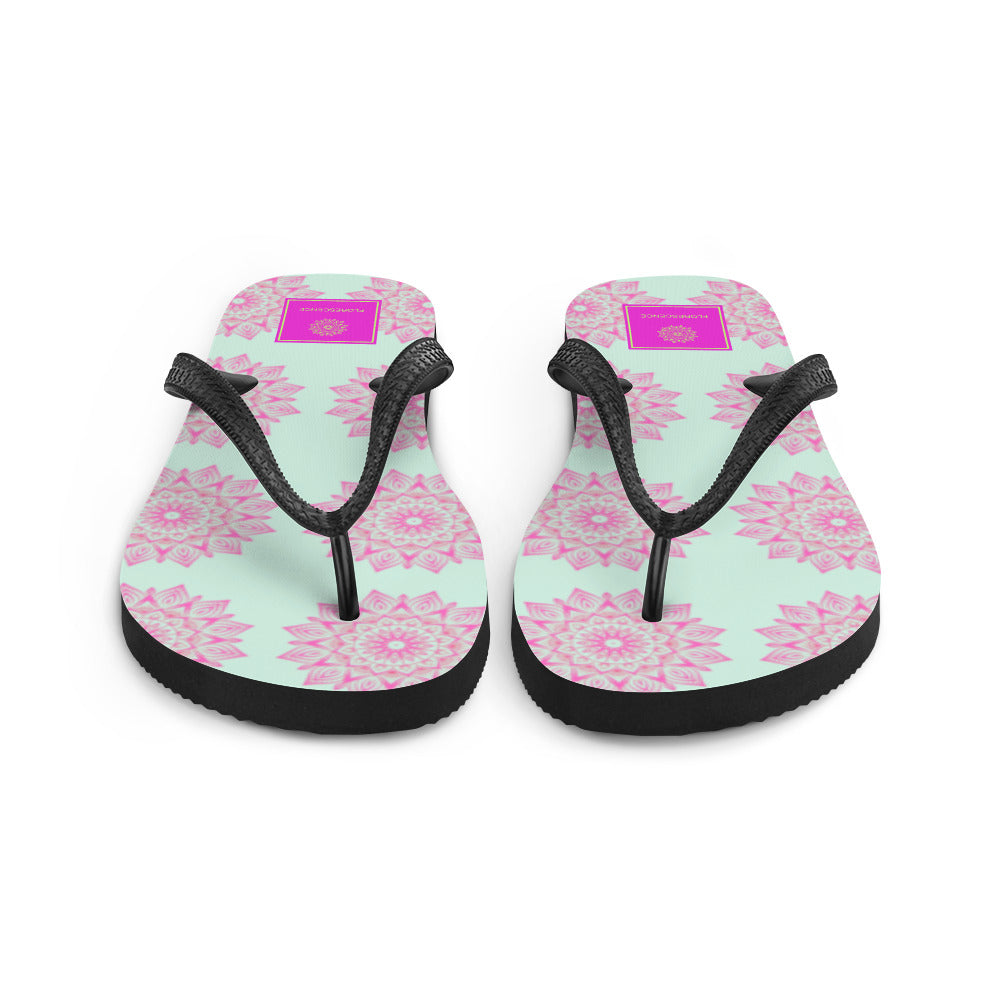 Mandala Logo Mint Pink Flip-Flops