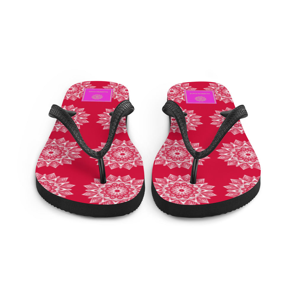 Rainbow Mandala Logo Red Flip-Flops