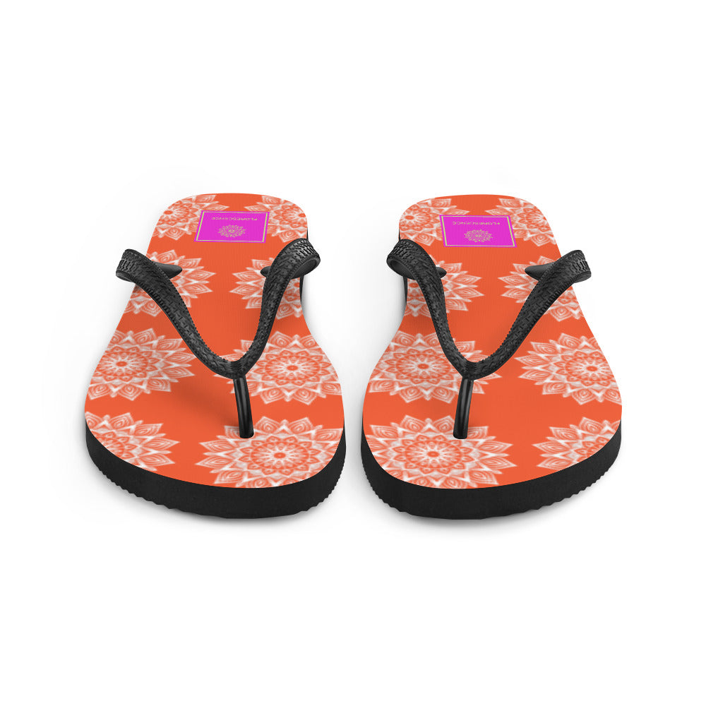 Rainbow Mandala Logo Orange Flip-Flops