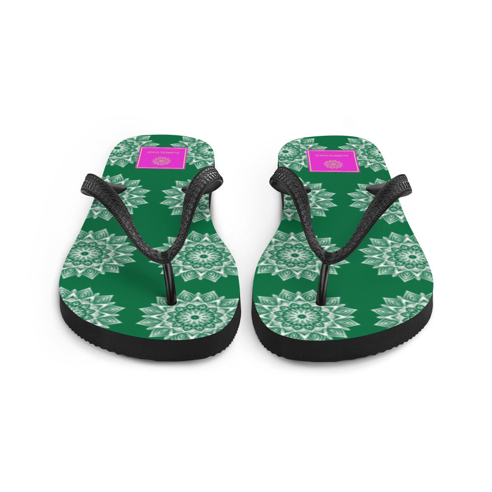 Rainbow Mandala Logo Green Flip-Flops