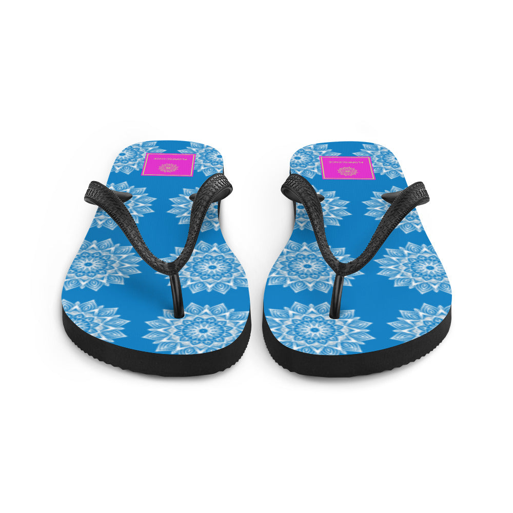 Rainbow Mandala Logo Blue Flip-Flops