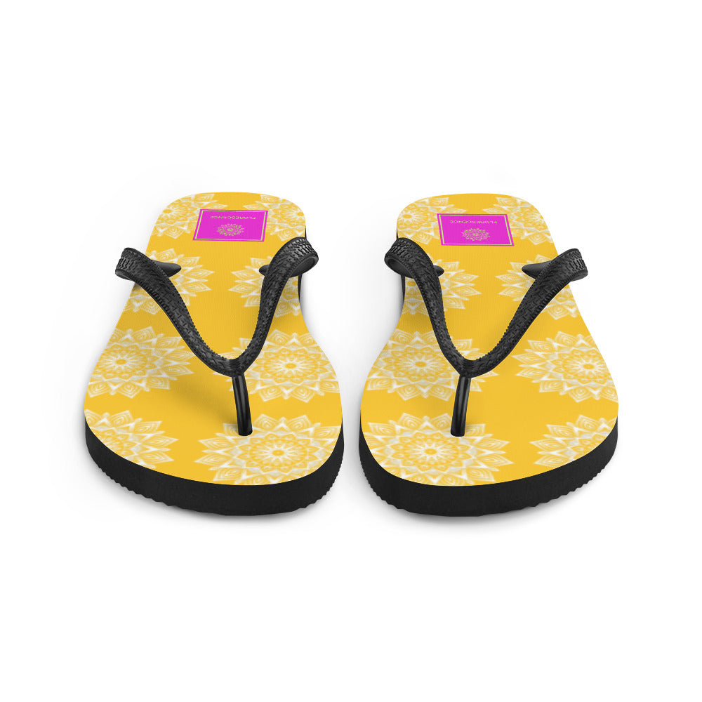 Rainbow Mandala Logo Yellow Flip-Flops