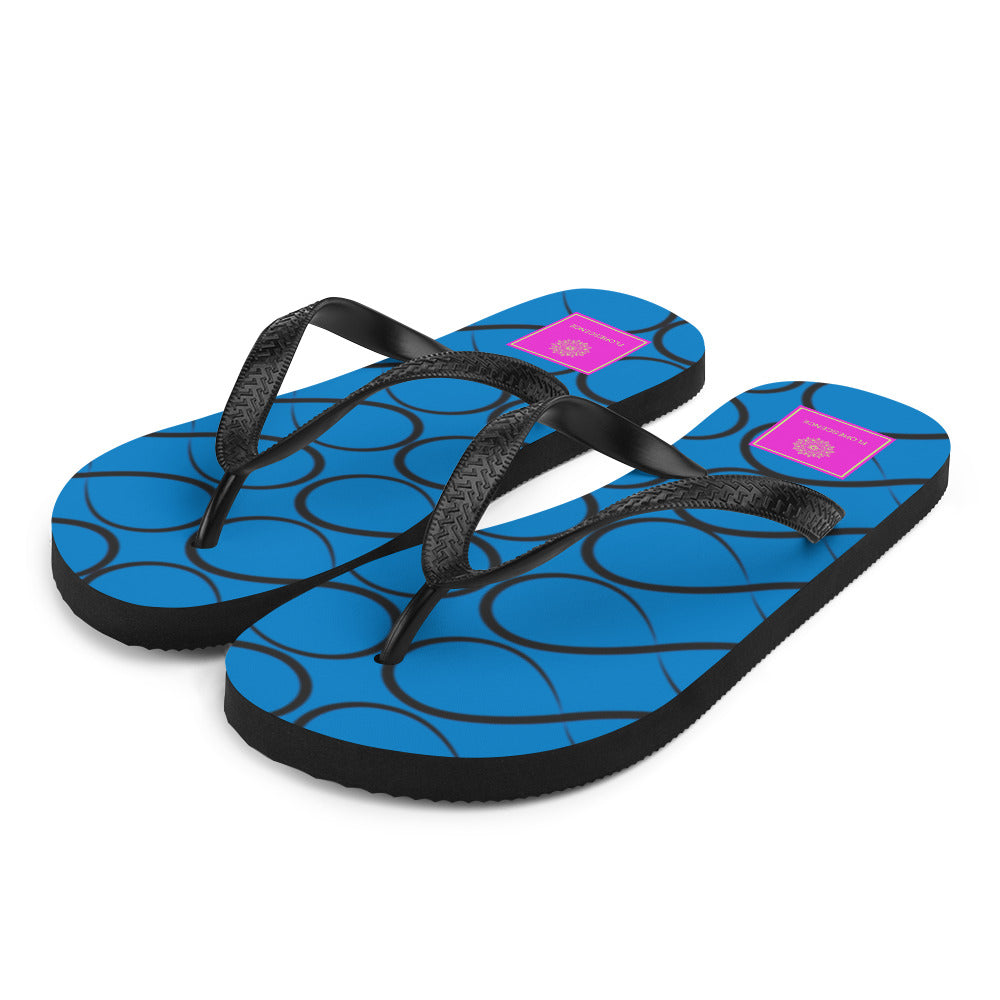 Royal Blue and Black Infinity  Flip-Flops