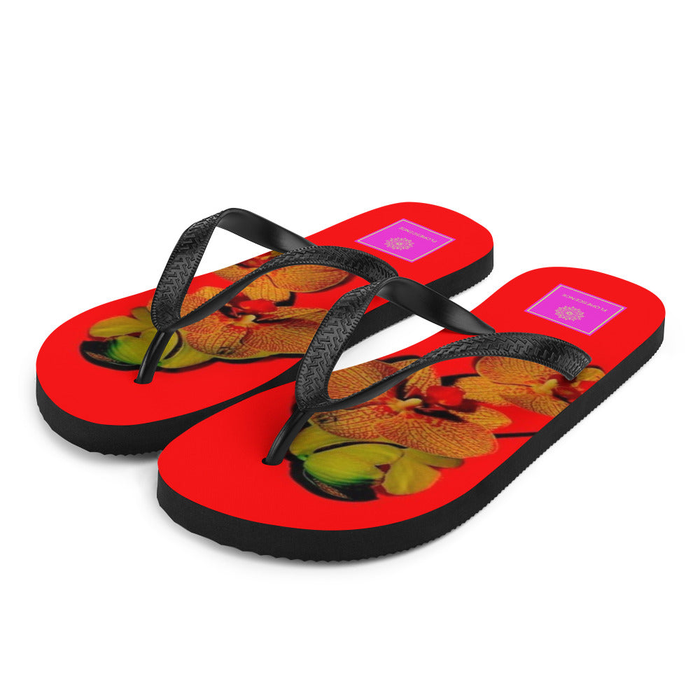 Florescence Raging Red Orchid Flip-Flops