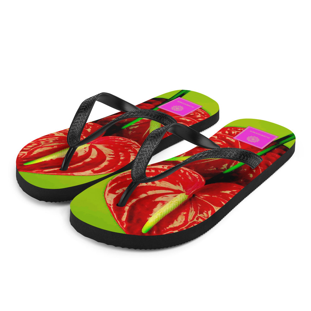 Florescence Rouge Anthurium  Flip-Flops