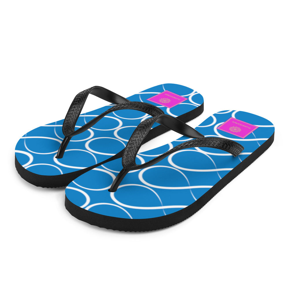 Royal Blue and White Infinity Flip-Flops