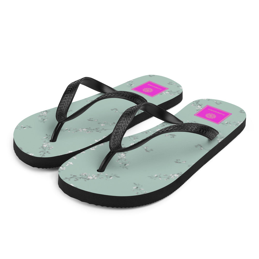 Spring Blossom Eau de Nil Flip-Flops