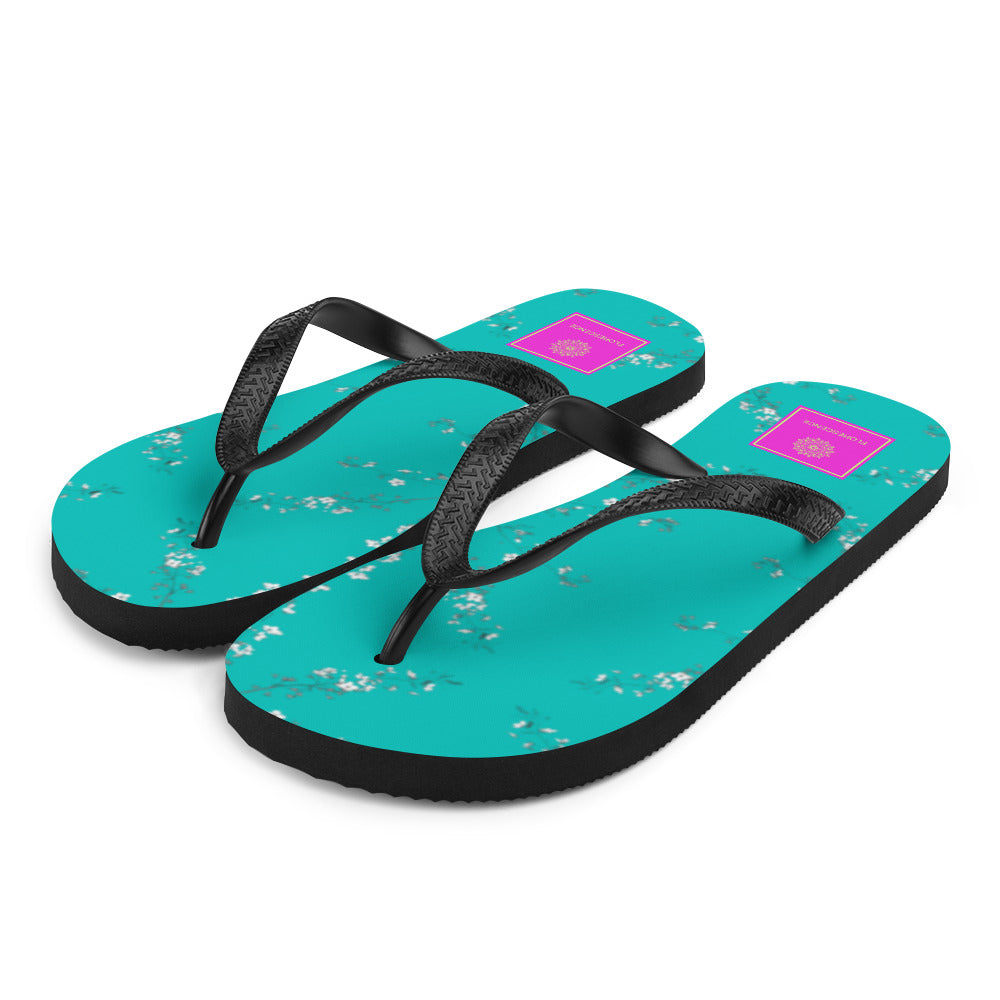 Spring Blossom Turquoise Flip-Flops