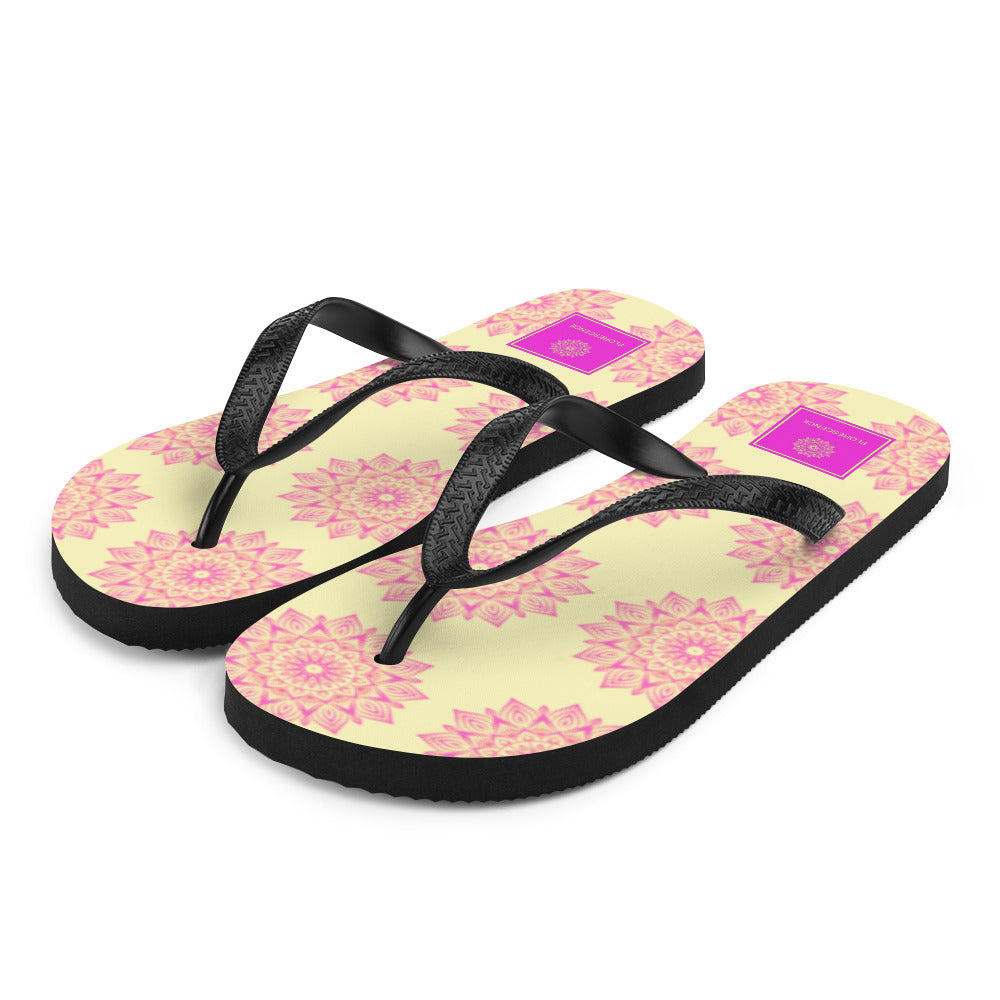 Mandala Logo Lemon Pink Flip-Flops