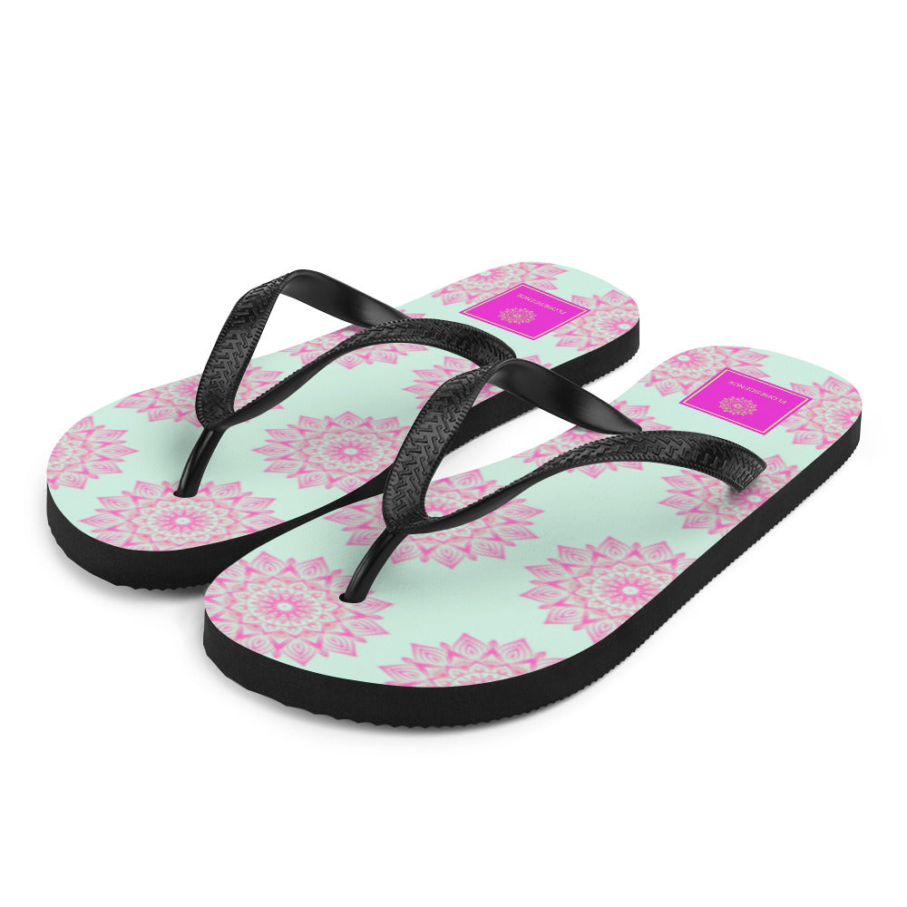 Mandala Logo Mint Pink Flip-Flops