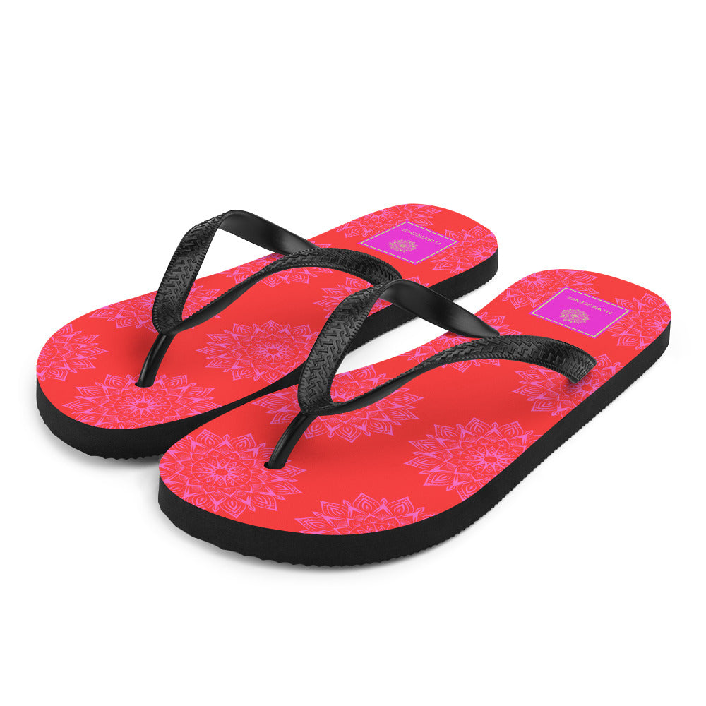 Mandala Logo Orange Pink Flip-Flops