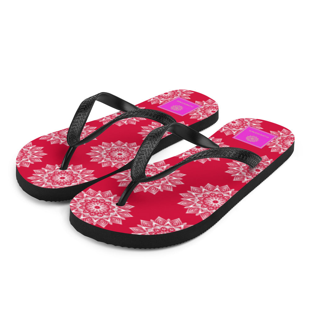 Rainbow Mandala Logo Red Flip-Flops