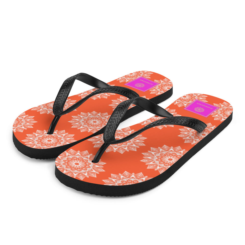 Rainbow Mandala Logo Orange Flip-Flops