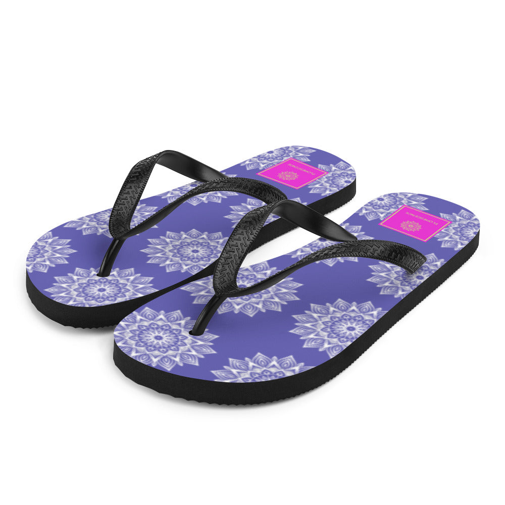 Rainbow Mandala Logo Purple Flip-Flops