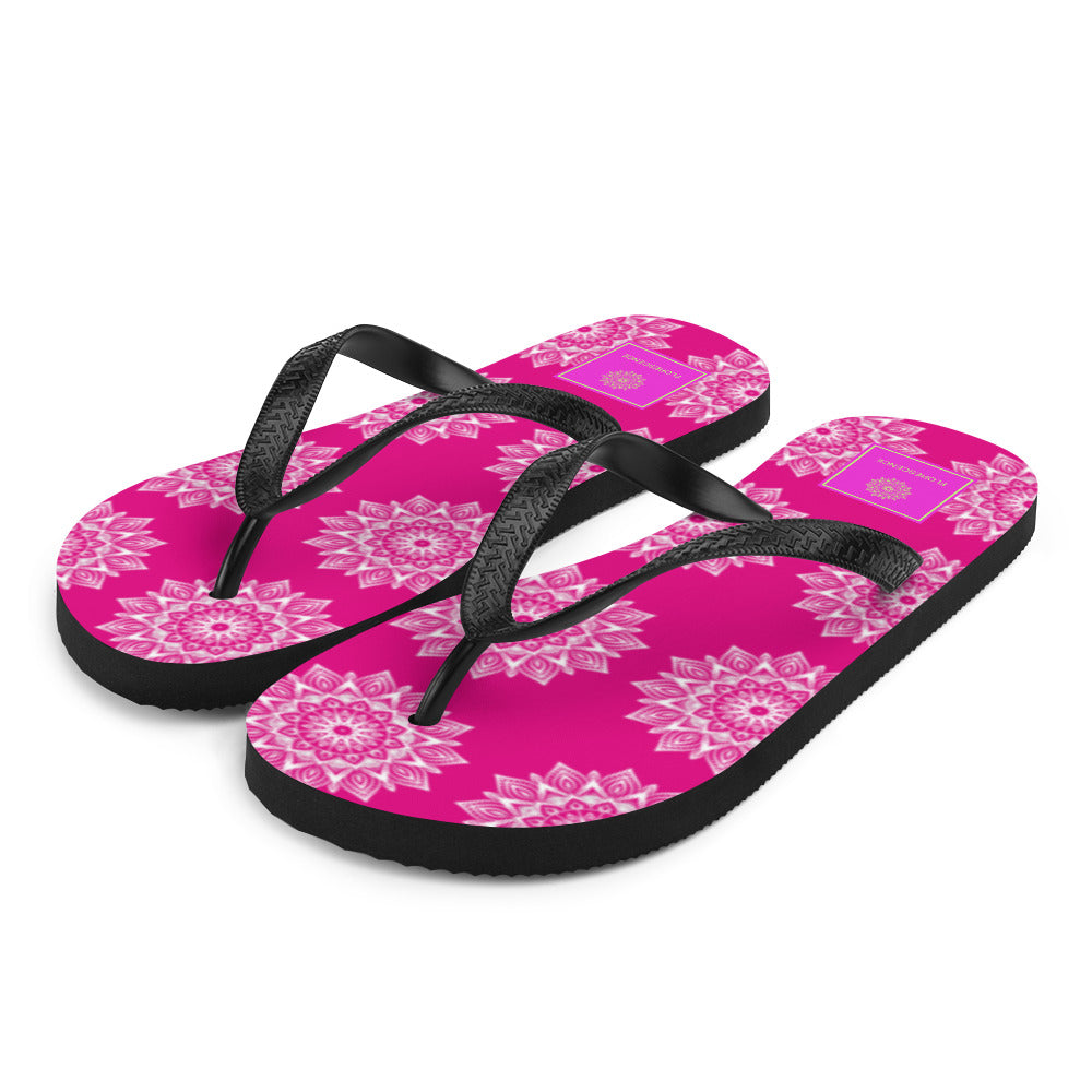 Rainbow Mandala Logo Pink Flip-Flops