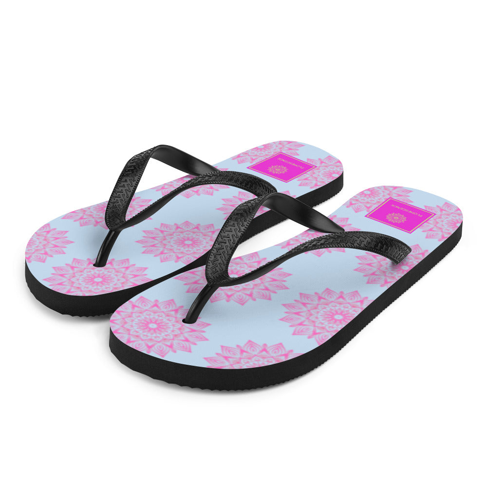 Mandala Logo Blue Pink Flip-Flops