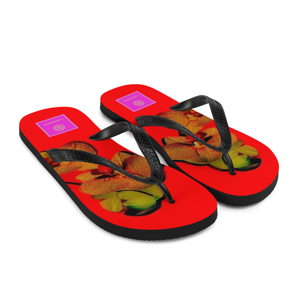 Florescence Raging Red Orchid Flip-Flops