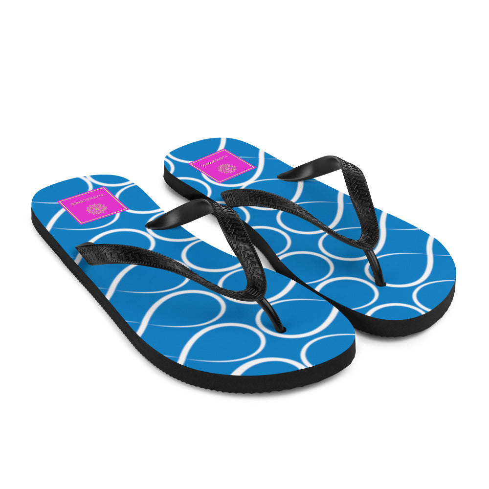 Royal Blue and White Infinity Flip-Flops