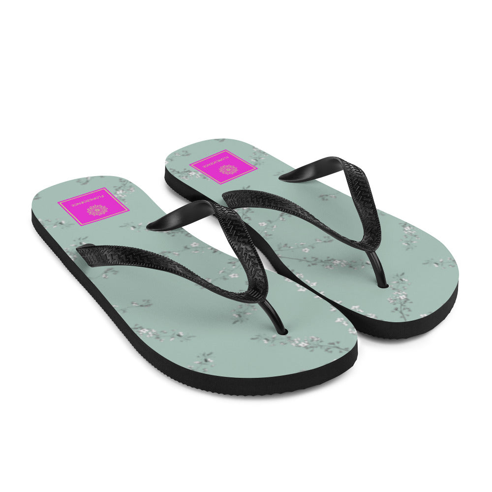 Spring Blossom Eau de Nil Flip-Flops