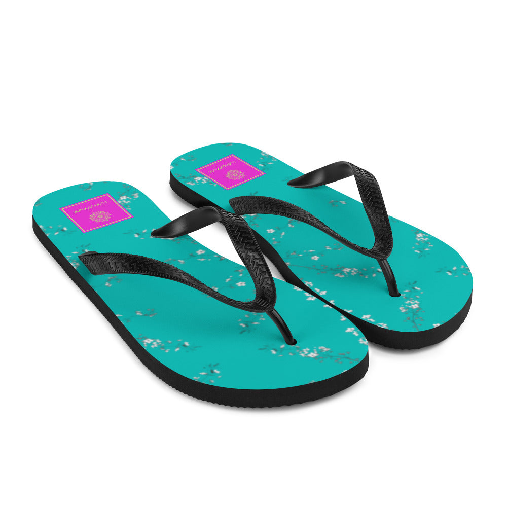 Spring Blossom Turquoise Flip-Flops