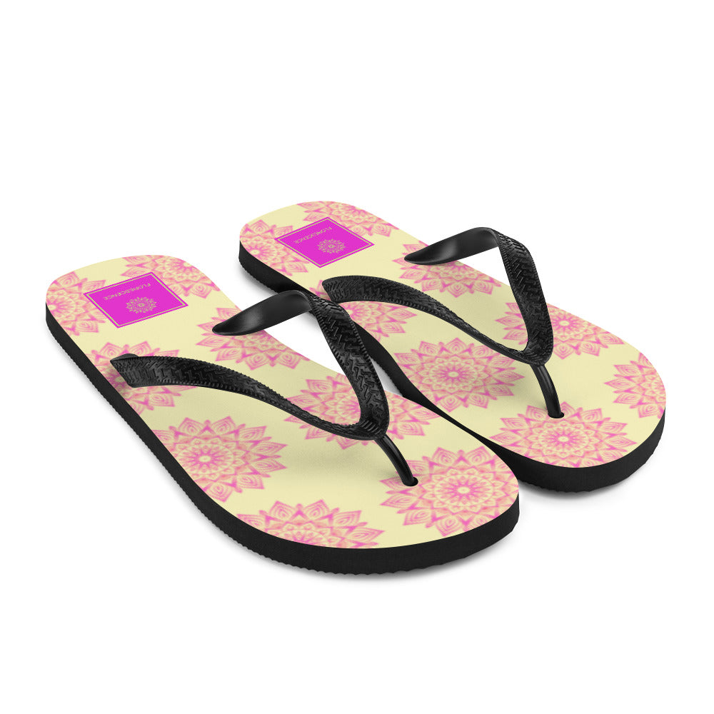 Mandala Logo Lemon Pink Flip-Flops