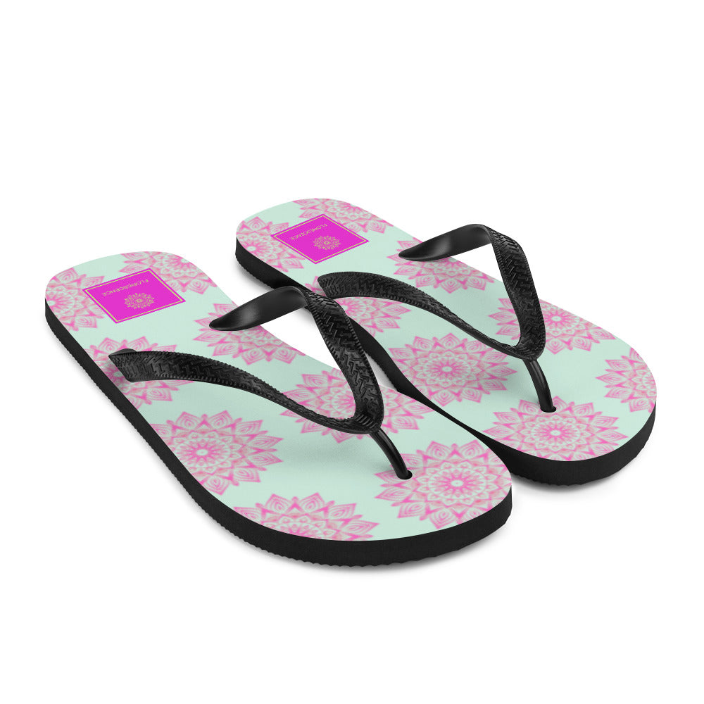 Mandala Logo Mint Pink Flip-Flops