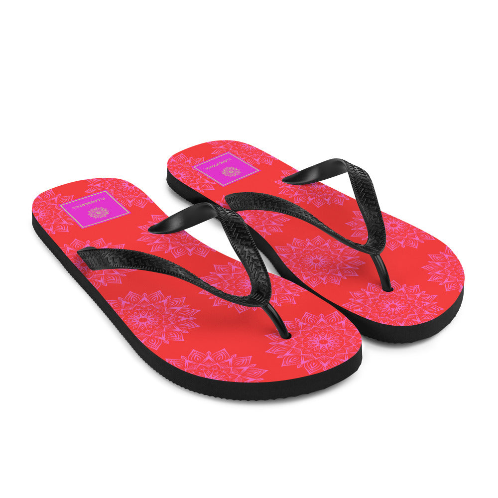 Mandala Logo Orange Pink Flip-Flops