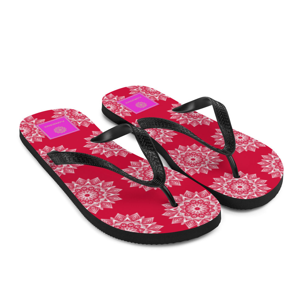 Rainbow Mandala Logo Red Flip-Flops