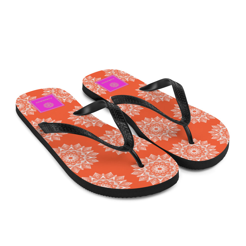 Rainbow Mandala Logo Orange Flip-Flops