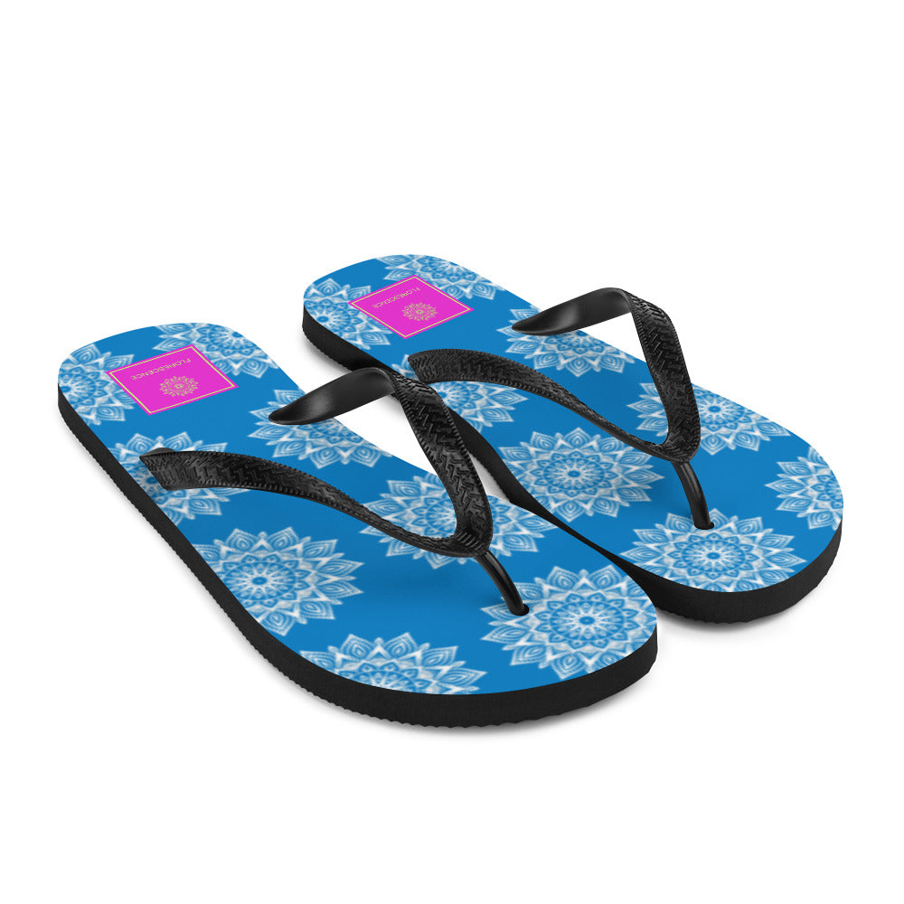 Rainbow Mandala Logo Blue Flip-Flops