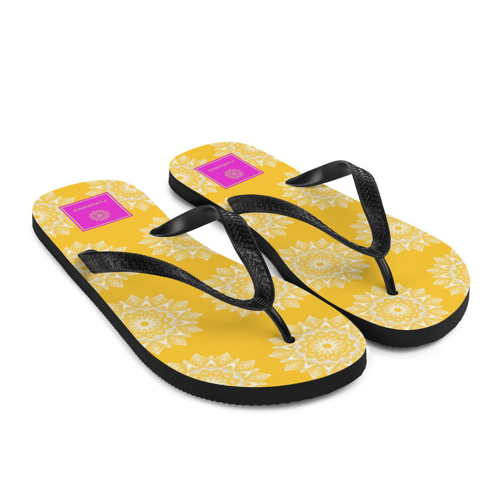 Rainbow Mandala Logo Yellow Flip-Flops