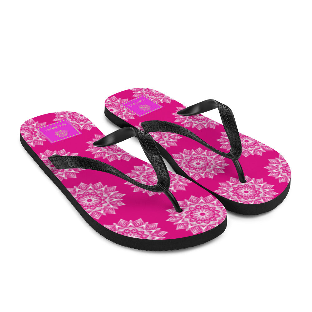 Rainbow Mandala Logo Pink Flip-Flops