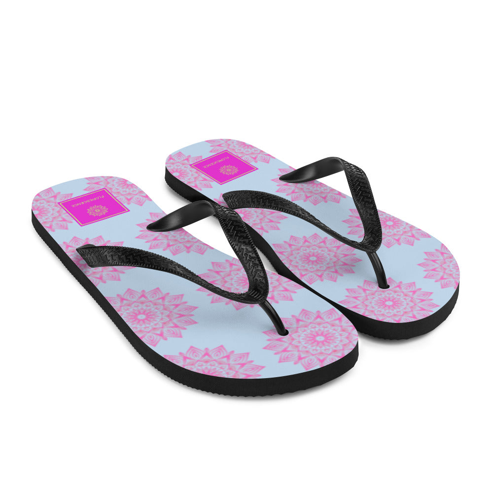 Mandala Logo Blue Pink Flip-Flops