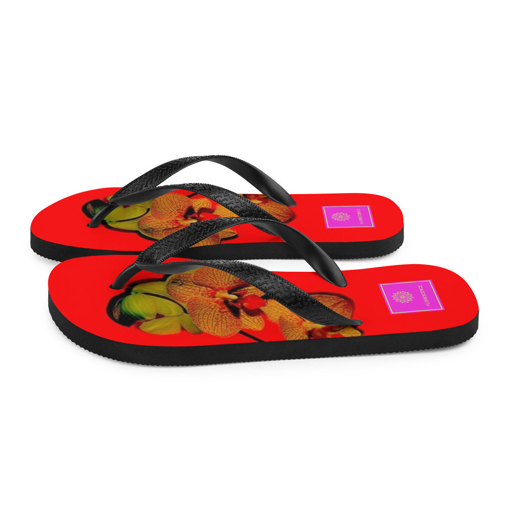 Florescence Raging Red Orchid Flip-Flops