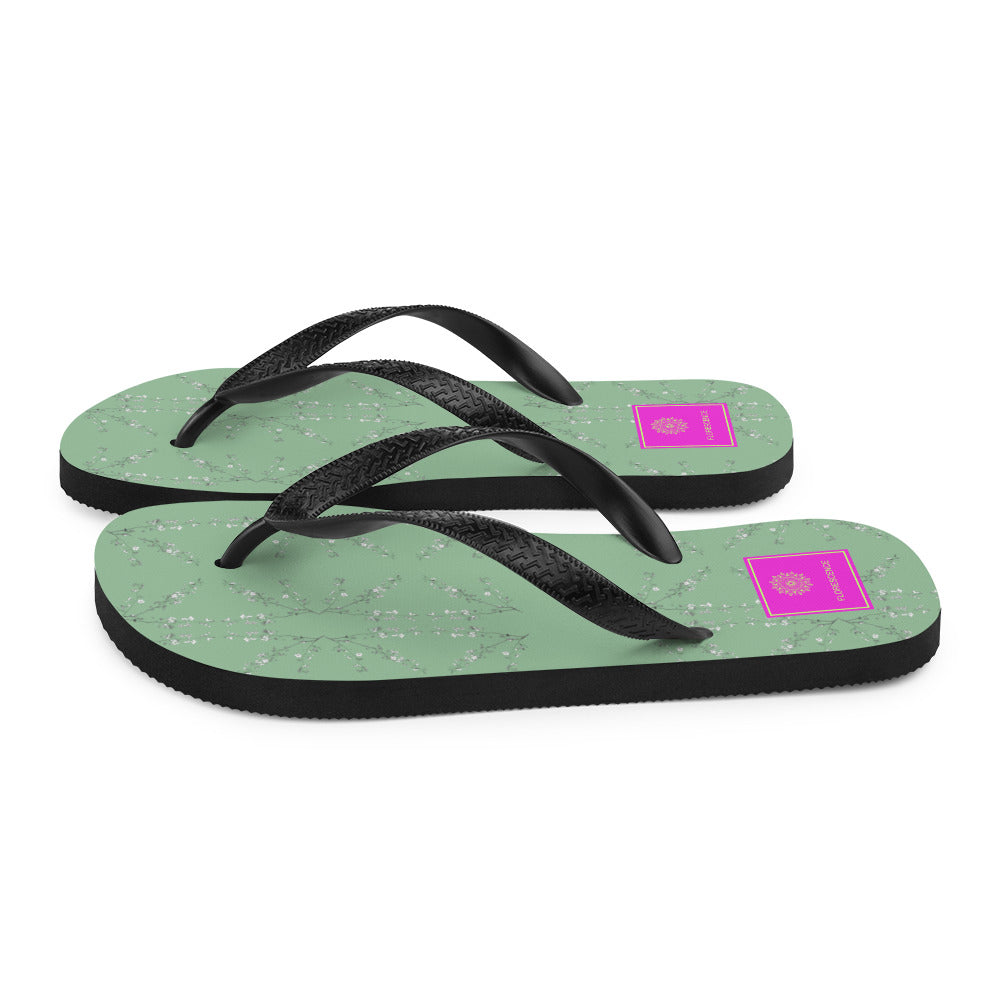 Spring Blossom Sage Flip-Flops