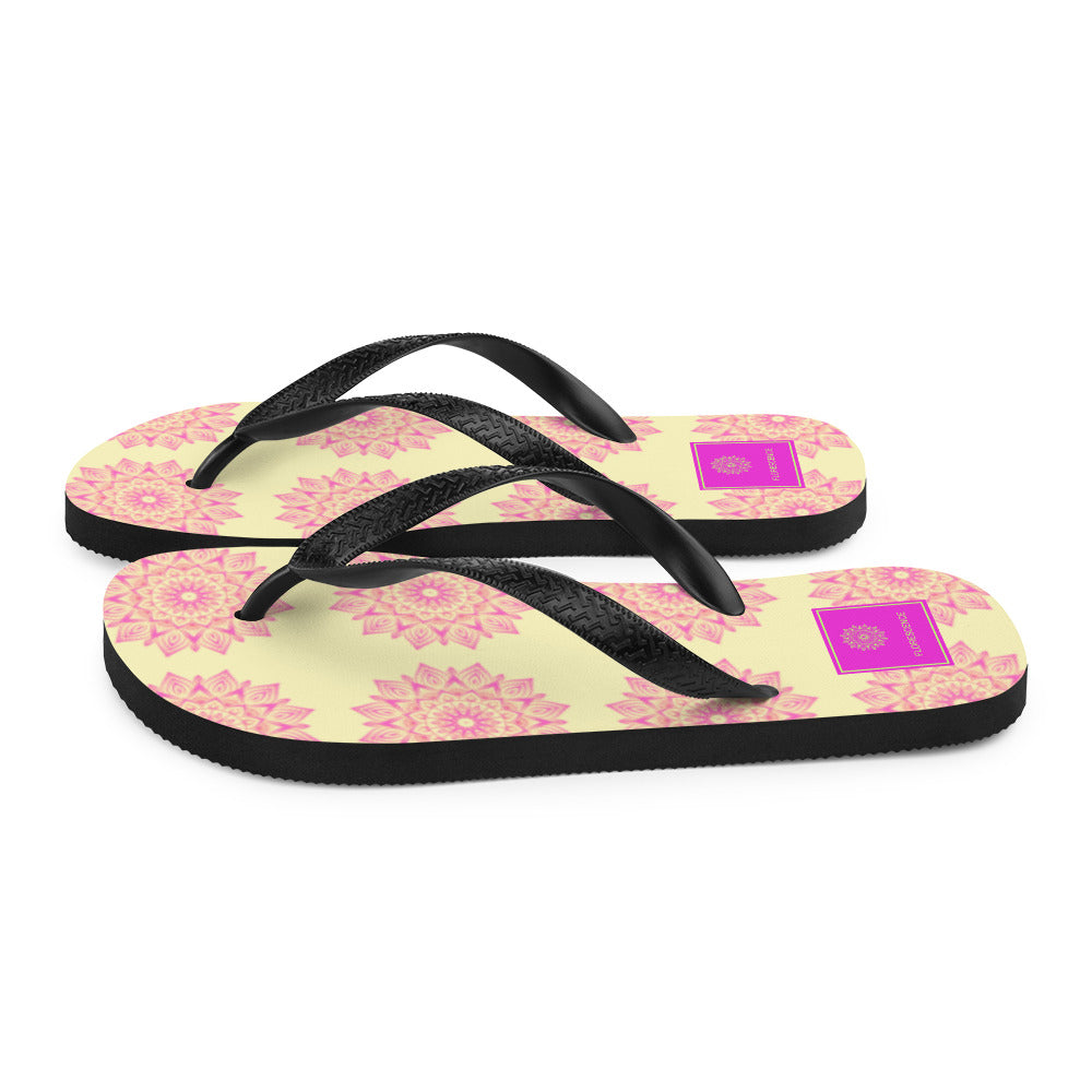 Mandala Logo Lemon Pink Flip-Flops