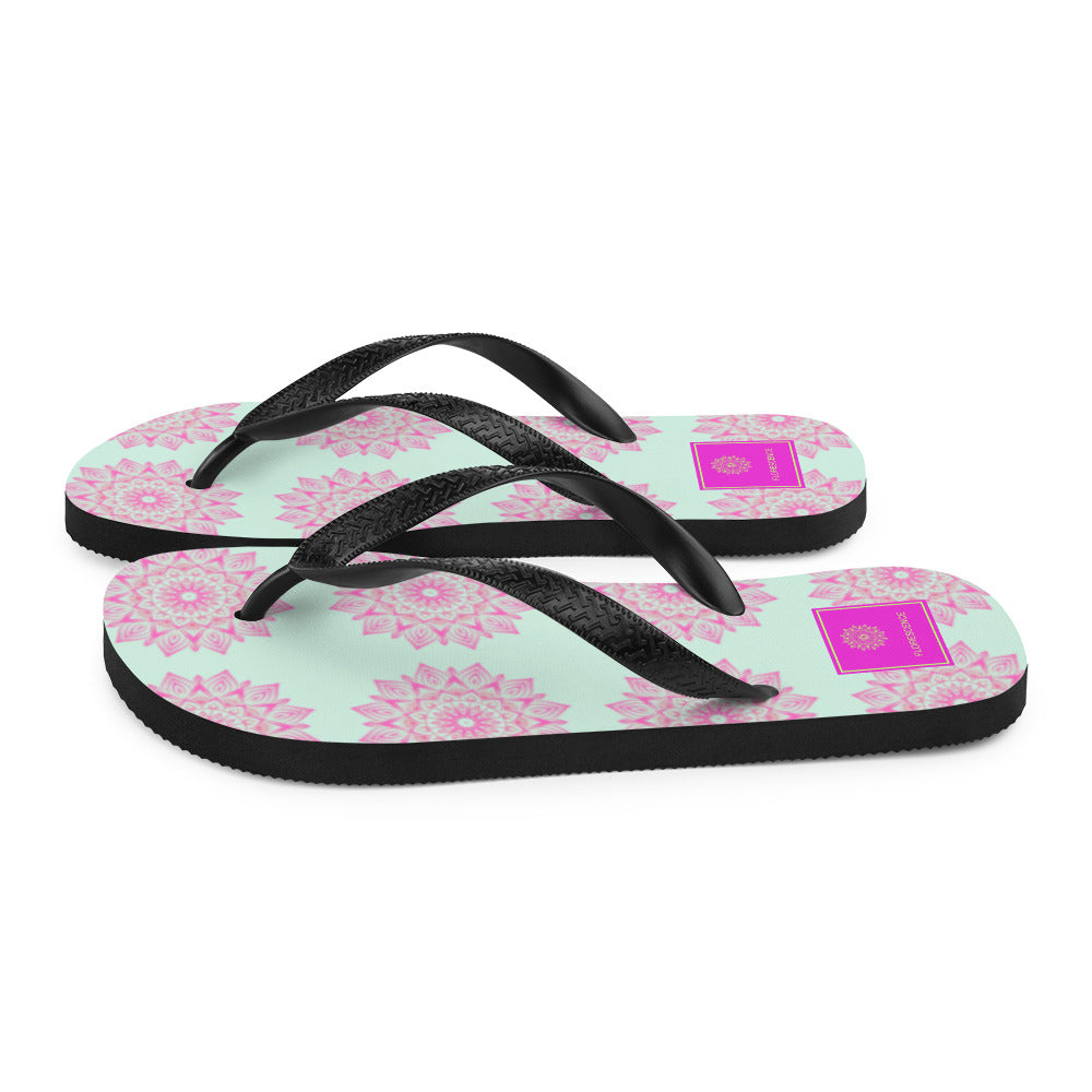 Mandala Logo Mint Pink Flip-Flops