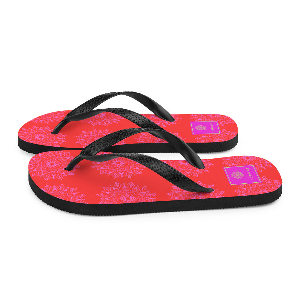 Mandala Logo Orange Pink Flip-Flops