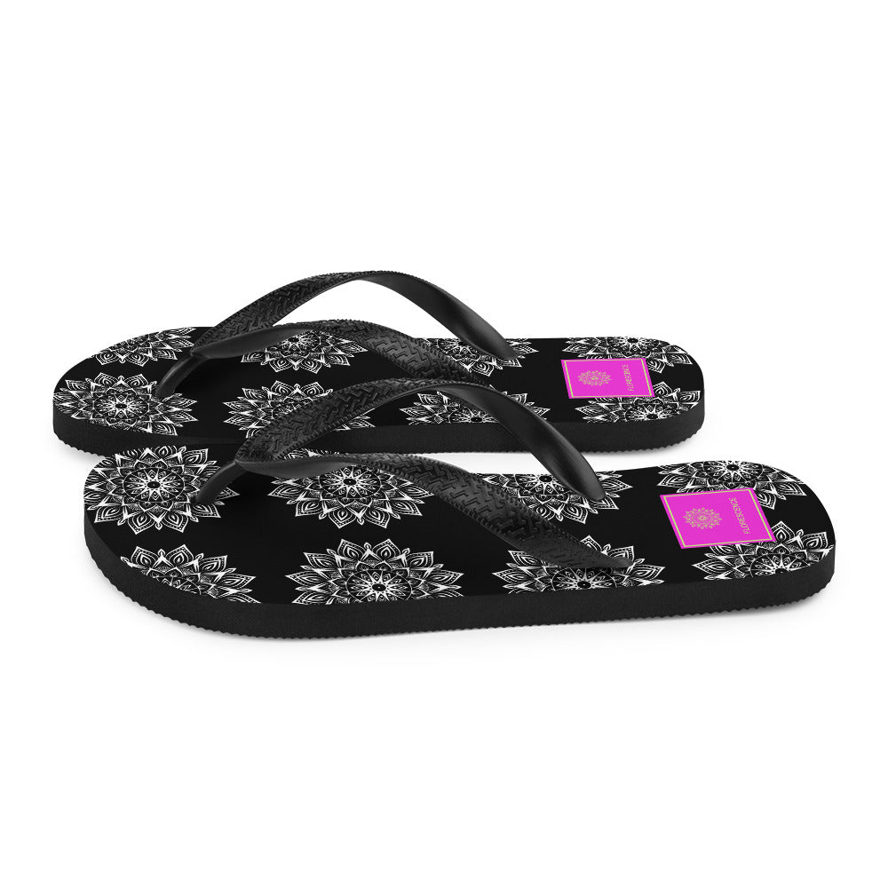 Mandala Logo Monochrome Flip-Flops