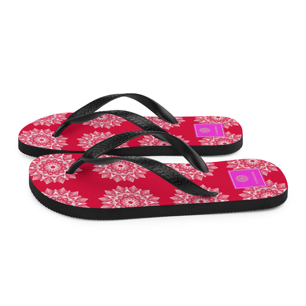 Rainbow Mandala Logo Red Flip-Flops