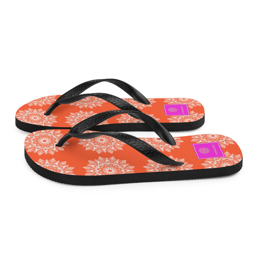 Rainbow Mandala Logo Orange Flip-Flops